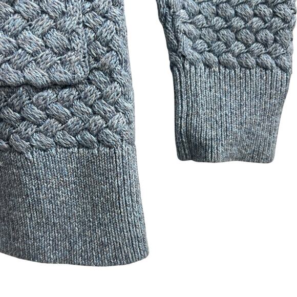 LL Bean Blue Textured Basketweave Open Front Cardigan Size S Sweater - Picture 5 of 11